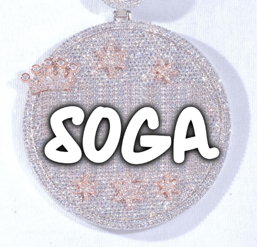 CUSTOM LETTER NECKLACE 3D BIG CROWN DISC