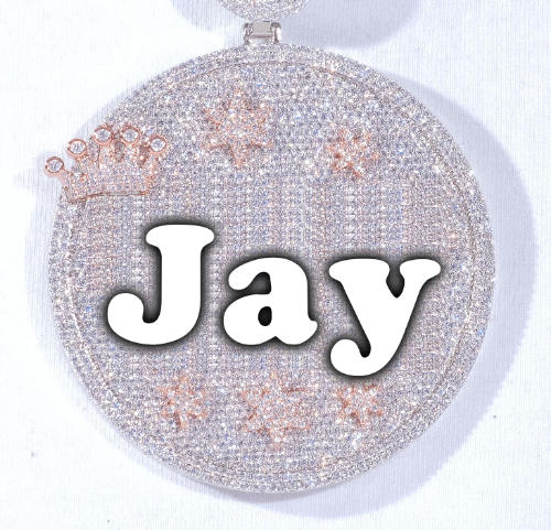 CUSTOM LETTER NECKLACE 3D BIG CROWN DISC