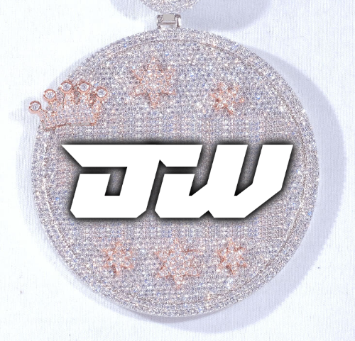 CUSTOM LETTER NECKLACE 3D BIG CROWN DISC