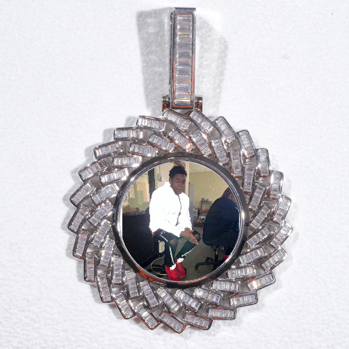 Large 3D Baguette Custom Picture Pendant