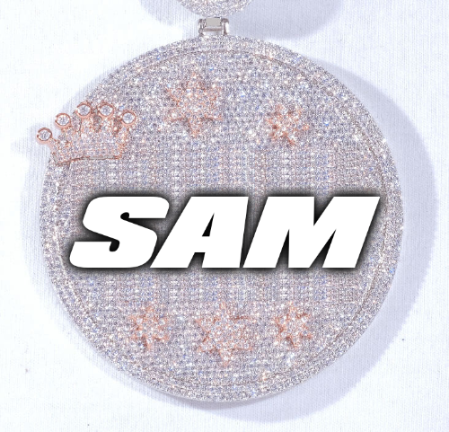 CUSTOM LETTER NECKLACE 3D BIG CROWN DISC
