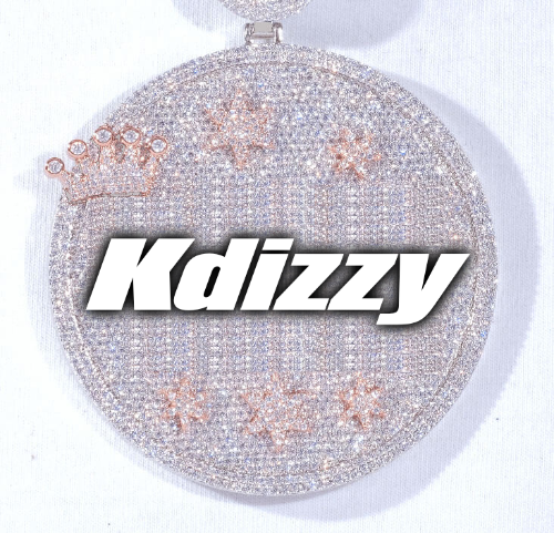 CUSTOM LETTER NECKLACE 3D BIG CROWN DISC