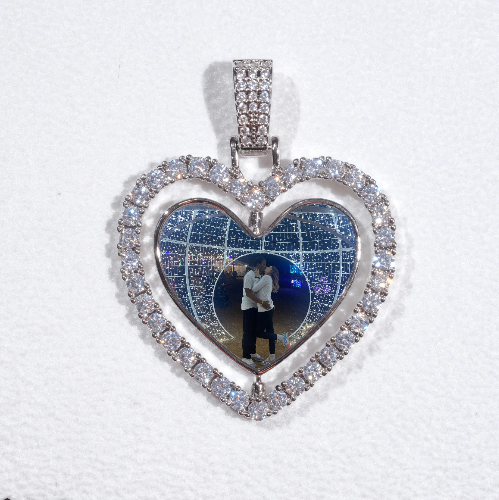 3D Spinning 2-Faced Heart Custom Picture Pendant