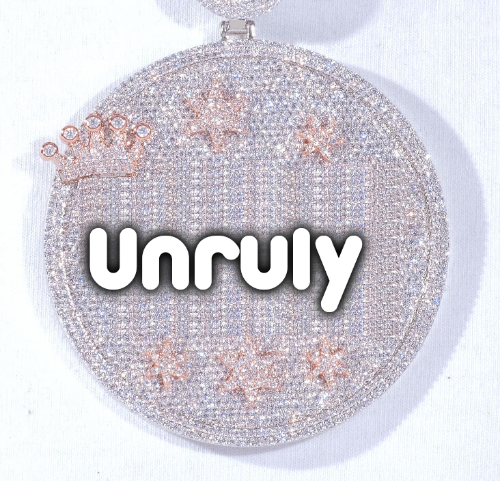 CUSTOM LETTER NECKLACE 3D BIG CROWN DISC