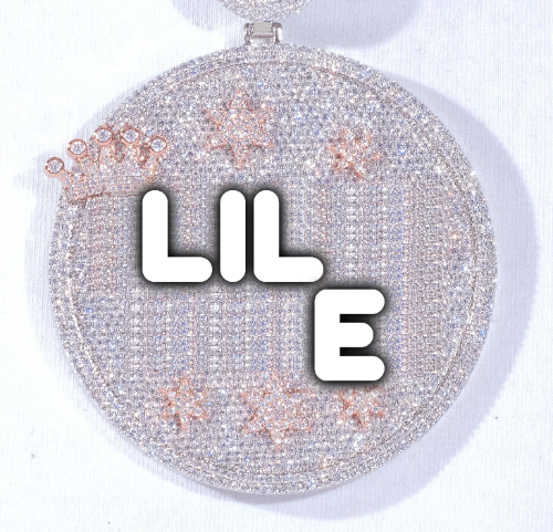 CUSTOM LETTER NECKLACE 3D BIG CROWN DISC