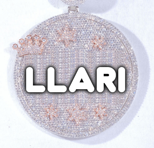 CUSTOM LETTER NECKLACE 3D BIG CROWN DISC