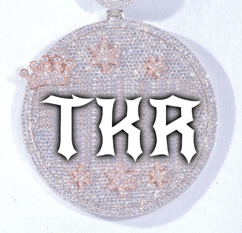 CUSTOM LETTER NECKLACE 3D BIG CROWN DISC