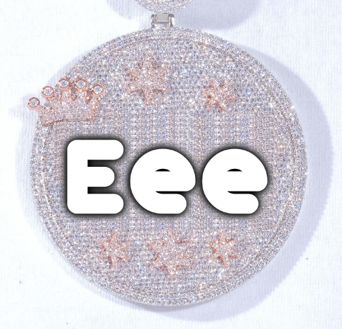 CUSTOM LETTER NECKLACE 3D BIG CROWN DISC