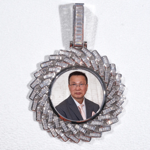 Large 3D Baguette Custom Picture Pendant