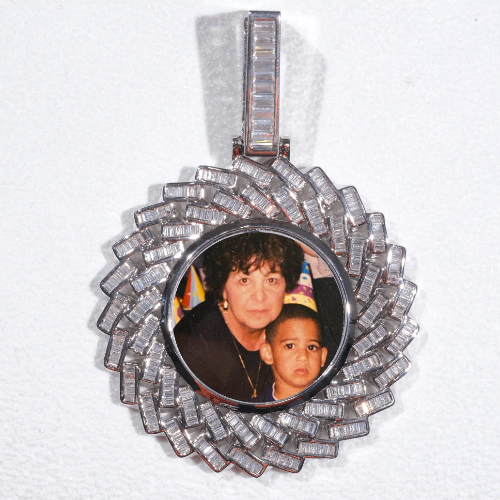 Large 3D Baguette Custom Picture Pendant