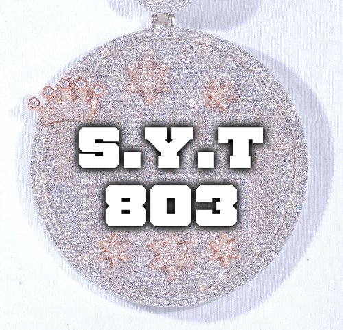 CUSTOM LETTER NECKLACE 3D BIG CROWN DISC