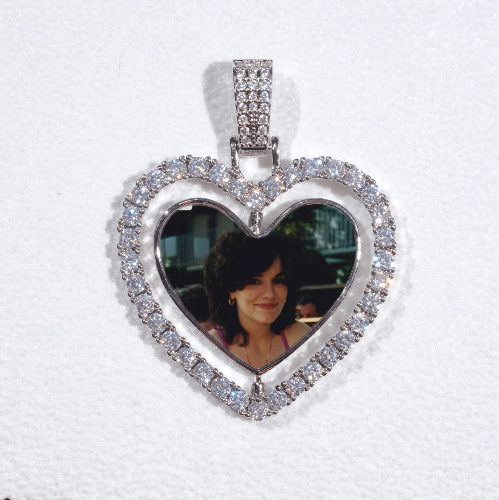 3D Spinning 2-Faced Heart Custom Picture Pendant