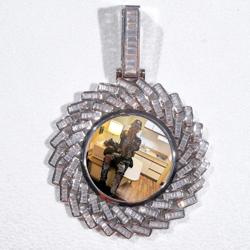 Large 3D Baguette Custom Picture Pendant