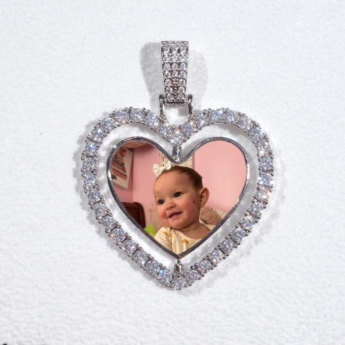 3D Spinning 2-Faced Heart Custom Picture Pendant