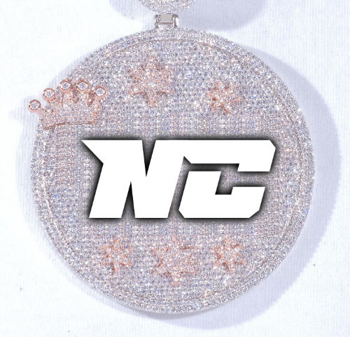 CUSTOM LETTER NECKLACE 3D BIG CROWN DISC