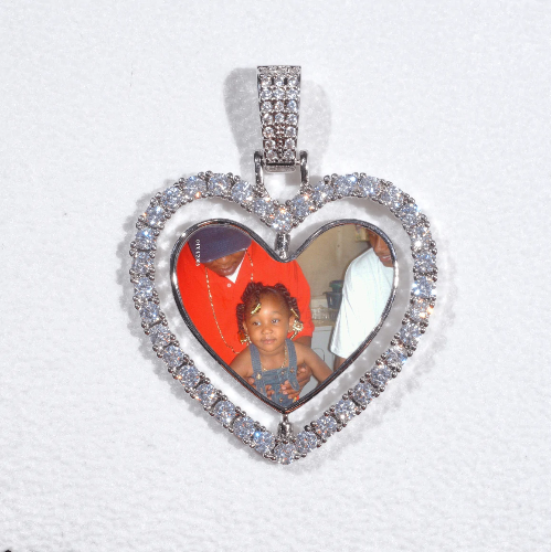 3D Spinning 2-Faced Heart Custom Picture Pendant