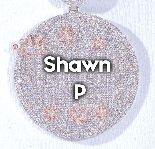 CUSTOM LETTER NECKLACE 3D BIG CROWN DISC