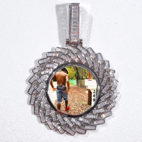 Large 3D Baguette Custom Picture Pendant