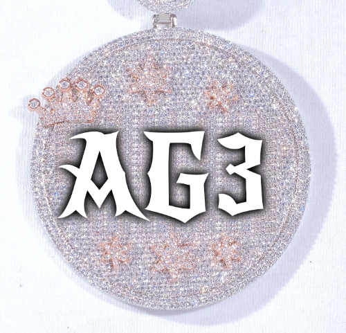 CUSTOM LETTER NECKLACE 3D BIG CROWN DISC
