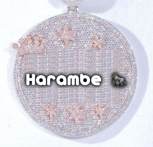 CUSTOM LETTER NECKLACE 3D BIG CROWN DISC