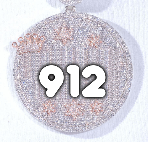 CUSTOM LETTER NECKLACE 3D BIG CROWN DISC