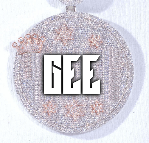CUSTOM LETTER NECKLACE 3D BIG CROWN DISC