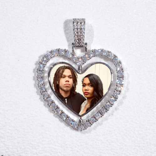 3D Spinning 2-Faced Heart Custom Picture Pendant