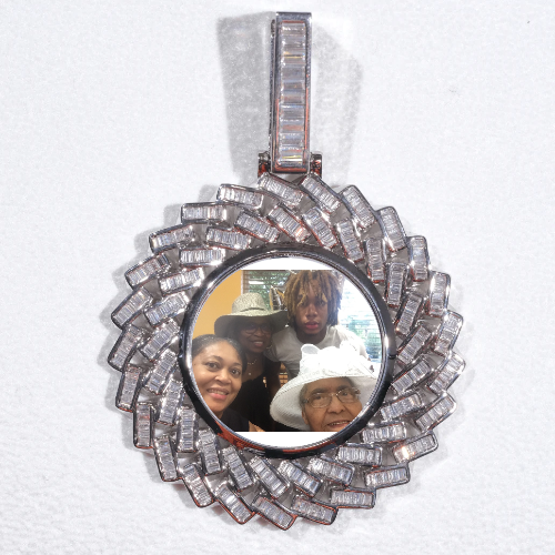 Large 3D Baguette Custom Picture Pendant