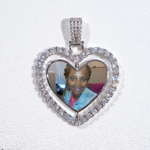 3D Spinning 2-Faced Heart Custom Picture Pendant