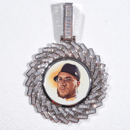 Large 3D Baguette Custom Picture Pendant