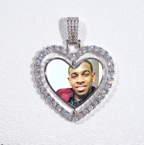 3D Spinning 2-Faced Heart Custom Picture Pendant