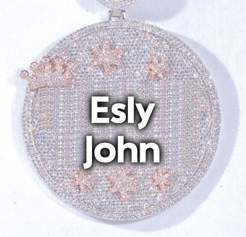 CUSTOM LETTER NECKLACE 3D BIG CROWN DISC