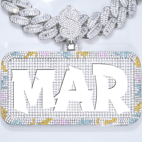 CUSTOM LETTER NECKLACE 3D COLORFUL SQUARE
