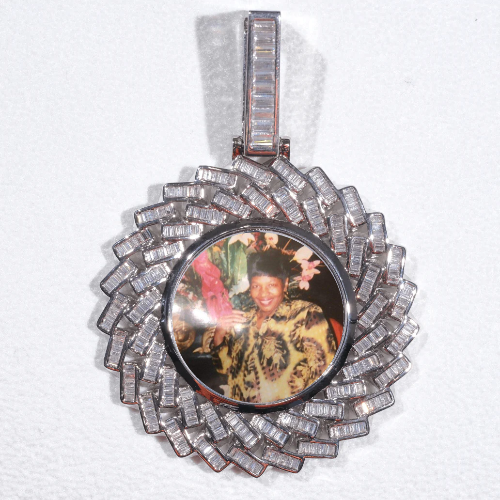 Large 3D Baguette Custom Picture Pendant