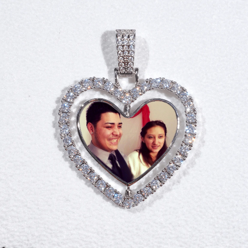 3D Spinning 2-Faced Heart Custom Picture Pendant