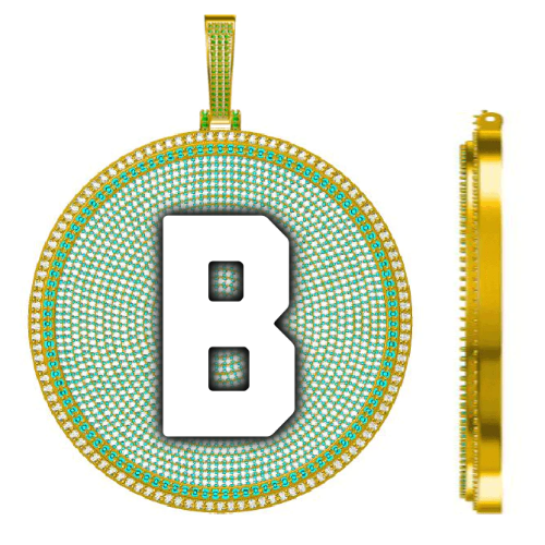 CUSTOM LETTER NECKLACE 3D BIG DISC