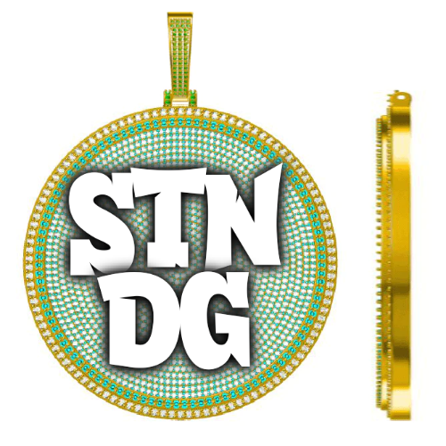 CUSTOM LETTER NECKLACE 3D BIG DISC
