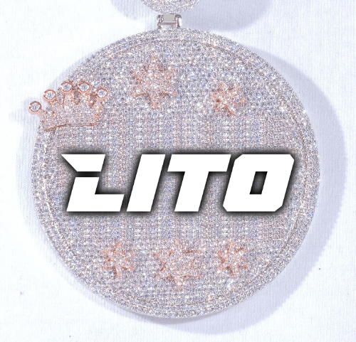 CUSTOM LETTER NECKLACE 3D BIG CROWN DISC
