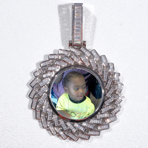 Large 3D Baguette Custom Picture Pendant