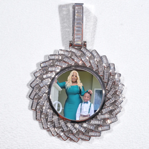 Large 3D Baguette Custom Picture Pendant