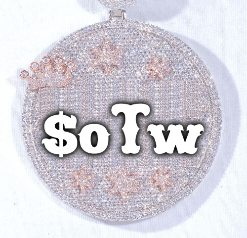 CUSTOM LETTER NECKLACE 3D BIG CROWN DISC