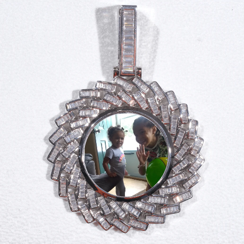 Large 3D Baguette Custom Picture Pendant