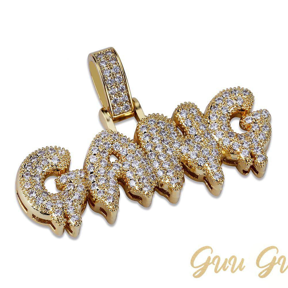 Iced Gold-Plated Letter GANG Pendant