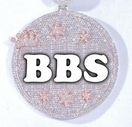 CUSTOM LETTER NECKLACE 3D BIG CROWN DISC
