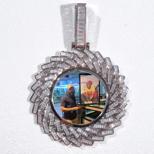 Large 3D Baguette Custom Picture Pendant