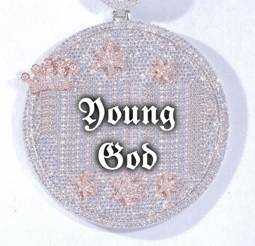 CUSTOM LETTER NECKLACE 3D BIG CROWN DISC