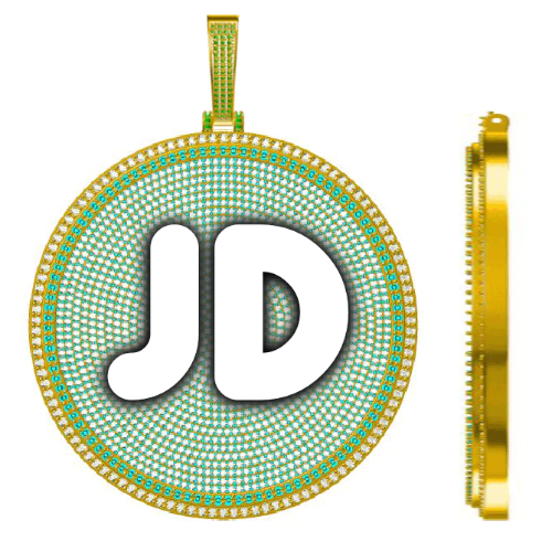 CUSTOM LETTER NECKLACE 3D BIG DISC