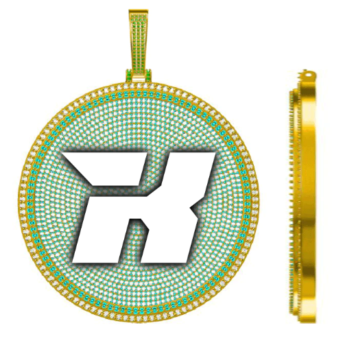 CUSTOM LETTER NECKLACE 3D BIG DISC