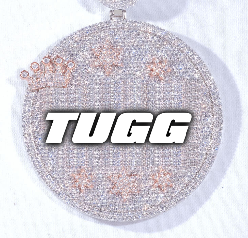 CUSTOM LETTER NECKLACE 3D BIG CROWN DISC