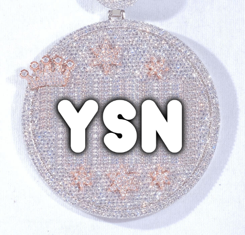 CUSTOM LETTER NECKLACE 3D BIG CROWN DISC